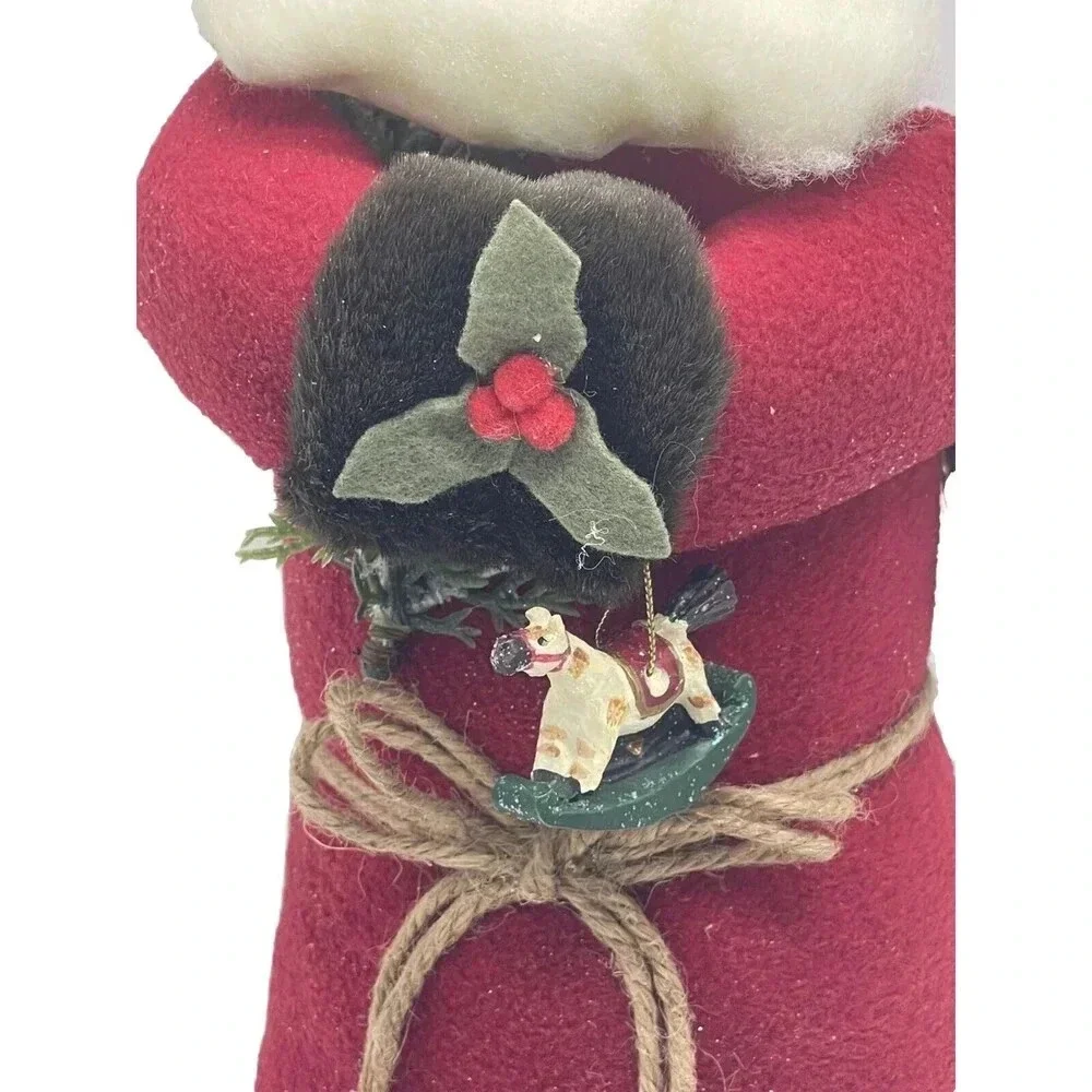 Primitive Christmas Red Flannel Coat, Bearded Santa 13
